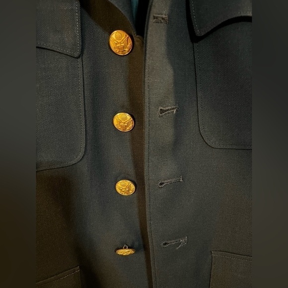 Men’s military jacket XL 38L long coat embroidered patched army green outerwear - Picture 11 of 15